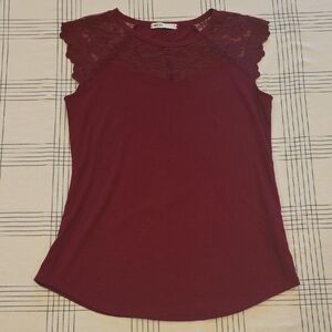 Elegant Burgundy Lace Women's Blouse